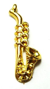 Pendentif pampille en métal couleur or Saxophone