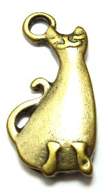 Pendentif pampille en métal couleur bronze Chat