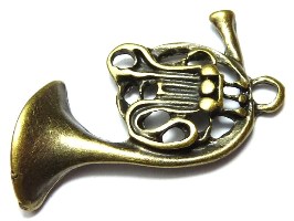 Pendentif pampille en métal couleur bronze Cor d’harmonie
