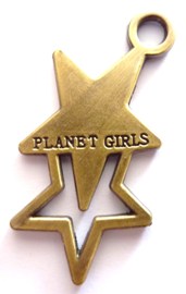 Pendentif pampille en métal couleur bronze Etoile marqué Planet girls