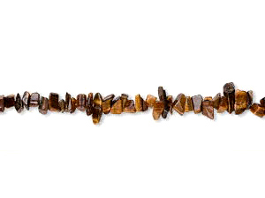 Fil de Perles Chips en Oeil de Tigre Naturel - Longueur 40 cm